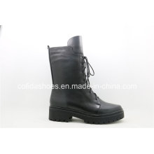 Full Leather Lace Ladies Boots with Simple Designs